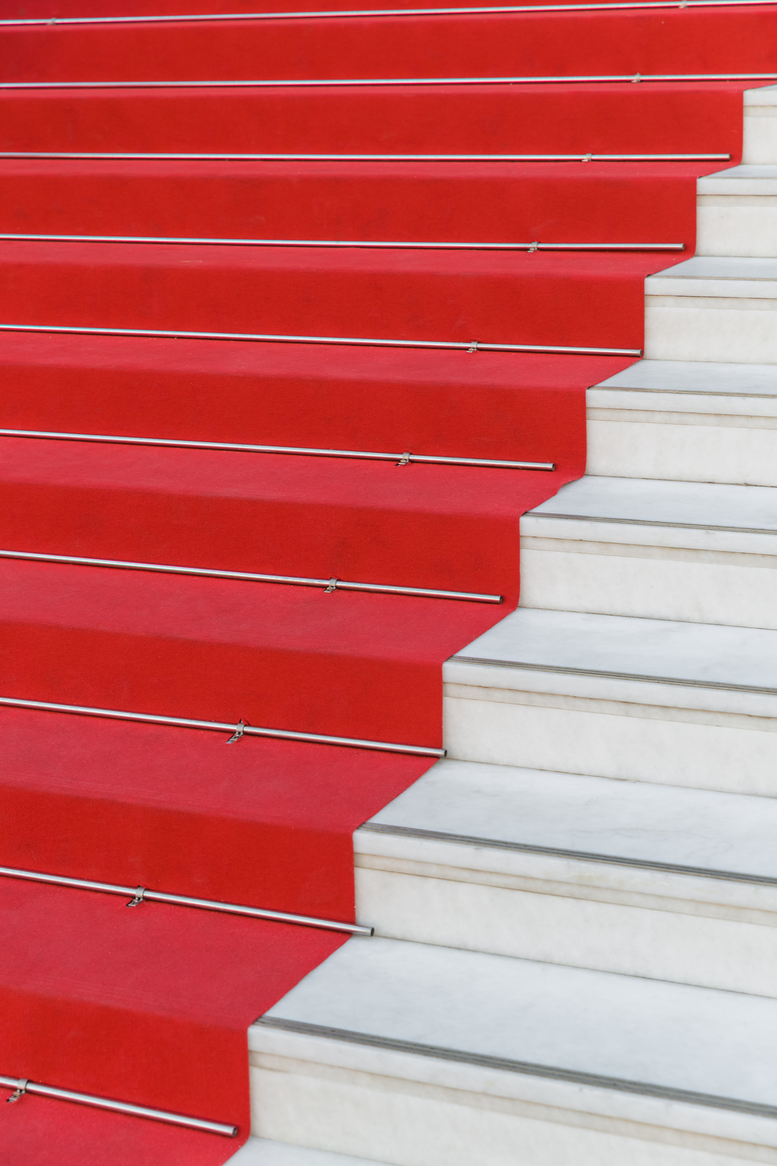 Red carpet on stairs in Cannes Film Festival